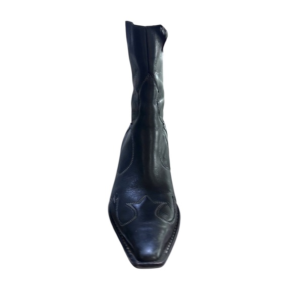 VINTAGE PAUL GREEN Western Cowboy Cowgirl Black Leather Pointed Toe Ankle Boots - Picture 5 of 16